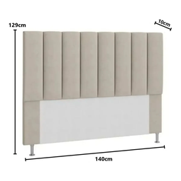 Kit Cabeceira Mais Calçadeira com Bau Eros Casal 140 Cm para Cama Box Suede Bege Biselos-decor - 3