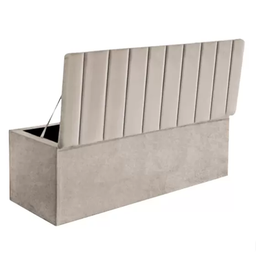 Kit Cabeceira Mais Calçadeira com Bau Eros Casal 140 Cm para Cama Box Suede Bege Biselos-decor - 4