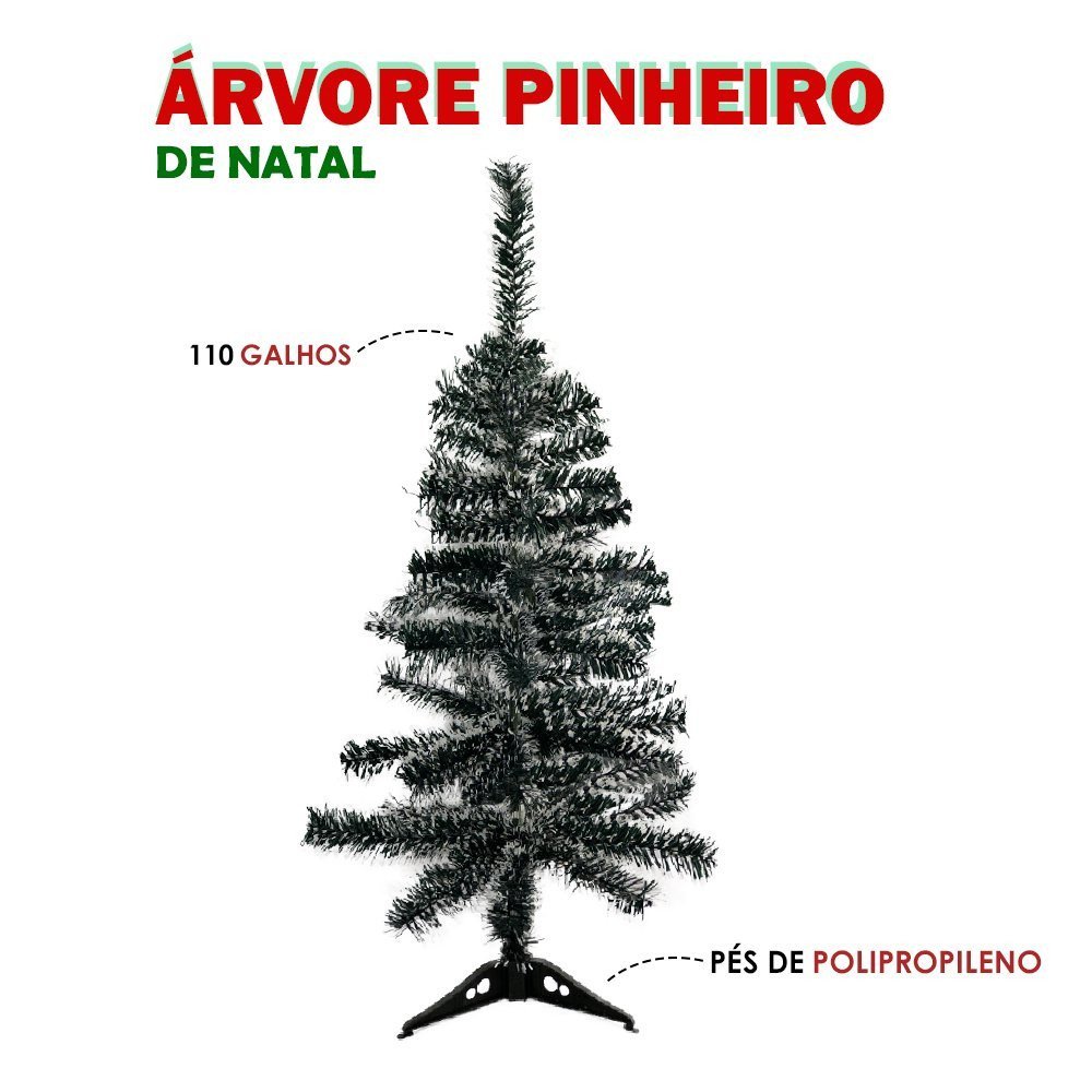 Árvore Pinheiro de Natal Luxo Verde Nevada 1,20 M 110 Galhos - 5