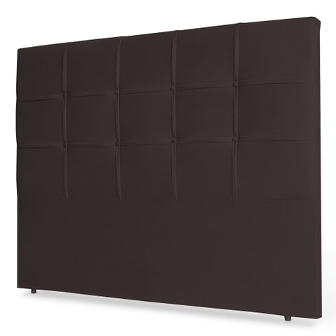 Cabeceira Estofada Cama Box Casal King Size Fiorella 195cm Corino Marrom Cacau - Desk Design
