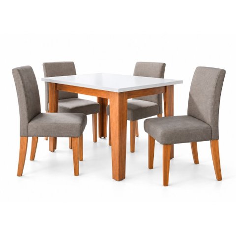Conjunto Sala de Jantar Mesa Miami 1,20m 4 Cadeiras Trieste Madeirado/Mascavo Dobuê