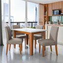 Ver imagem 2 de Conjunto Sala de Jantar Mesa Miami 1,20m 4 Cadeiras Trieste Madeirado/mascavo Dobuê