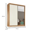 Ver imagem 6 de Guarda Roupa Zurique 1 Porta Espelhada 100% Mdf Amêndoa Off White - Móveis Europa