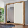 Guarda Roupa Zurique 1 Porta Espelhada 100% Mdf Amêndoa Off White - Móveis Europa - 1