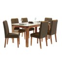 Ver imagem 1 de Conjunto Sala de Jantar Mesa Tampo em Vidro 1,60m Mel 6 Cadeiras Tati