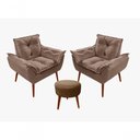 Ver imagem 1 de Kit C-02 Poltronas Opala + 01 Puff Redondo Danny Suede Cappuccino
