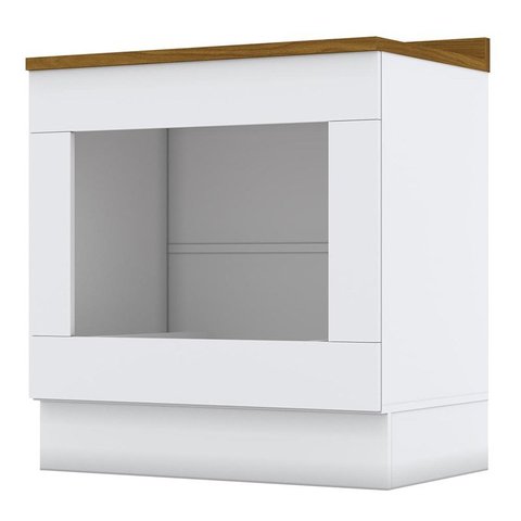 Balcão Forno de Embutir 80cm Americana Branco com Tampo Nature - Móveis Henn