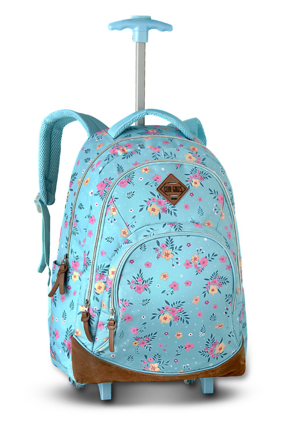 MOCHILA DE RODINHAS FLORAL BOLSA FEMININA VIAGEM NOTEBOOK: Azul ...