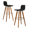 Kit 2 Banquetas Linea Base Madeira Cozinha Bar Bancada Alta:preto/champanhe - 2