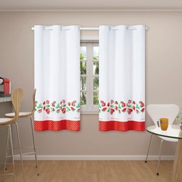 Cortina Para Cozinha 2,20m x 1,45m Ilhós Estampada Morango - 1