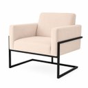 Ver imagem 2 de Poltrona Decorativa Estofada Veludo Base Metálica Industrial Prime Preto – Paraná Metal:Off White