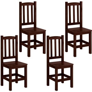 Kit 4 Cadeiras Madeira Maciça Diamante Cor Castanho Nemargi