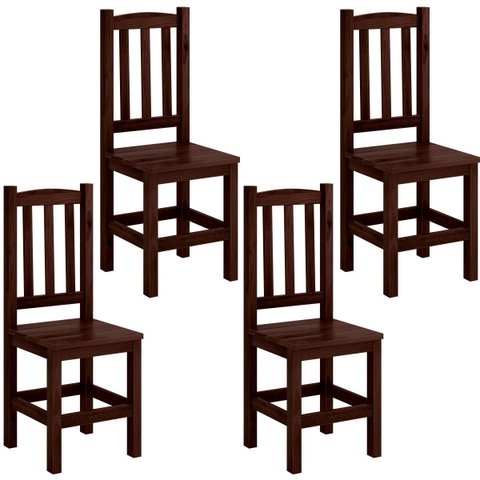 Kit 4 Cadeiras Madeira Maciça Diamante Cor Castanho Nemargi