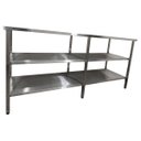 Ver imagem 2 de Mesa de Aço Inox Industrial 190x70x90 cm com 2 Prateleiras Plano Liso Nortinox