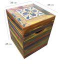 Ver imagem 4 de Banco BANQUETA PUFF Madeira Com Ladrilho Banco Artesanal Baú pátina colorida MINAS ARTE PRÓPRIA banc