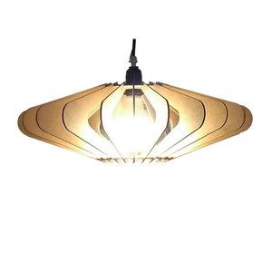Lustre Luminária Pendente de Madeira MDF Mod. OVNI