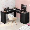 Ver imagem 1 de Escrivaninha Penteadeira Camarim de Canto com Espelho Star Preto Fosco Liso - Mabe Magazine