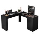 Ver imagem 2 de Escrivaninha Penteadeira Camarim de Canto com Espelho Star Preto Fosco Liso - Mabe Magazine