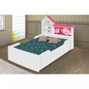 Ver imagem 1 de Cama Infantil com Casa de Bonecas Lilly Juvenil Divaloto Branco/Rosa