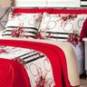Cobre Leito Laura Queen 6 Pecas - Floral Vermelho-preto - 2