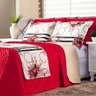Cobre Leito Laura Queen 6 Pecas - Floral Vermelho-preto - 4