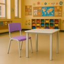 Ver imagem 1 de Mesa Infantil Branca Quadrada com Cadeira Escolar Roxa