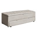 Ver imagem 1 de Calçadeira Sapateira Baú Casal King 195cm Capitonê Luna Veludo Bege - Loja Sheep