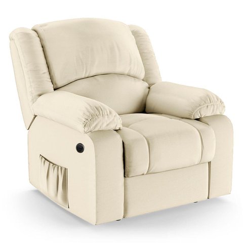Poltrona do Papai Reclinável Pietra Power Elétrica Massagem Fh9 Pu Bege - Mpozenato