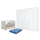 Ver imagem 1 de Berço Americano Mini Cama Q Encanto Slim Branco Acetinado - Qmovi e guarda Roupa Casal Americano