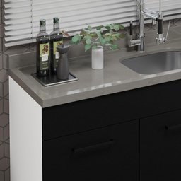 Balcão Gabinete de Pia Cozinha 150 cm 2 Portas e 2 Gavetas (Sem Tampo e Pia) Branco/Preto Agata Madesa - 7