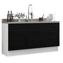 Ver imagem 3 de Balcão Gabinete de Pia Cozinha 150 cm 2 Portas e 2 Gavetas (Sem Tampo e Pia) Branco/Preto Agata Madesa