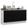 Balcão Gabinete de Pia Cozinha 150 cm 2 Portas e 2 Gavetas (Sem Tampo e Pia) Branco/Preto Agata Madesa - 3