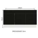 Ver imagem 4 de Balcão Gabinete de Pia Cozinha 150 cm 2 Portas e 2 Gavetas (Sem Tampo e Pia) Branco/Preto Agata Madesa