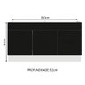 Balcão Gabinete de Pia Cozinha 150 cm 2 Portas e 2 Gavetas (Sem Tampo e Pia) Branco/Preto Agata Madesa - 4