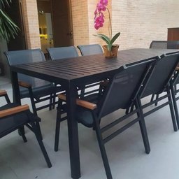 Jogo de Mesa Ripada 8 Cadeiras Cactos de Jardim Piscina - 5