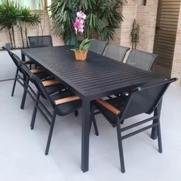 Jogo de Mesa Ripada 8 Cadeiras Cactos de Jardim Piscina - 1