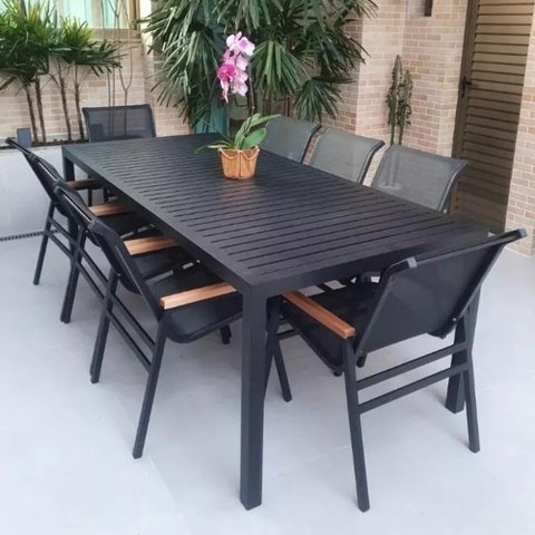 Jogo de Mesa Ripada 8 Cadeiras Cactos de Jardim Piscina
