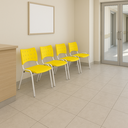 Ver imagem 1 de Kit com 4 Cadeiras Iso para Escola Escritório Comércio Amarela Base Branca