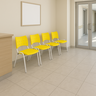 Kit com 4 Cadeiras Iso para Escola Escritório Comércio Amarela Base Branca - 1