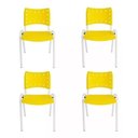Ver imagem 2 de Kit com 4 Cadeiras Iso para Escola Escritório Comércio Amarela Base Branca