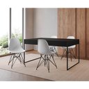 Ver imagem 1 de Mesa Jantar Industrial Retangular 137X90Cm Preta Com 4 Cadeiras Brancas Base Ferro Cor: Preto