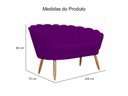 Ver imagem 2 de Kit Namoradeira + 1 Poltrona Decorativa Pétala Suede Roxo Pés Madeira Ms Decor