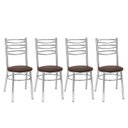 Ver imagem 1 de Kit 4 Cadeiras para Sala de Jantar CC33 Cinza/Cromado/Marrom