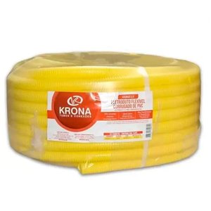 Mangueira Corrugada Conduite 32mm 1 Polegada Amarelo 25m Krona
