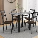 Ver imagem 1 de Conjunto de Mesa e Cadira Assento em Madeira Palma Preto/Imbuia/Ocre