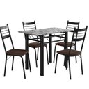 Ver imagem 2 de Conjunto de Mesa e Cadira Assento em Madeira Palma Preto/Imbuia/Ocre