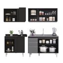 Ver imagem 6 de Armário de Cozinha Modulado de Canto Direito 4 Peças Cp39 com Pia Inox Preto/cinza - Lumil Lumil Móv