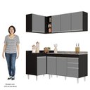Ver imagem 5 de Armário de Cozinha Modulado de Canto Direito 4 Peças Cp39 com Pia Inox Preto/cinza - Lumil Lumil Móv