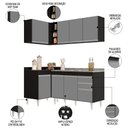 Ver imagem 3 de Armário de Cozinha Modulado de Canto Direito 4 Peças Cp39 com Pia Inox Preto/cinza - Lumil Lumil Móv