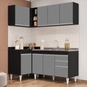 Ver imagem 2 de Armário de Cozinha Modulado de Canto Direito 4 Peças Cp39 com Pia Inox Preto/cinza - Lumil Lumil Móv
